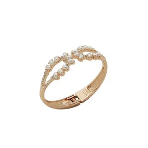 Anne Klein Gold Open Stone Hinge Bracelet